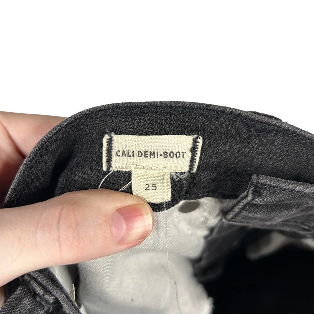 Madewell Sz 25 Cali Demi-Boot Jeans Bellspring Wash Button Front Flare Leg Black - Picture 8 of 10